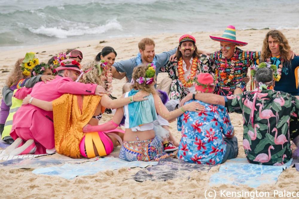 The Duchess of Sussex and Prince Harry on Bondi Beach