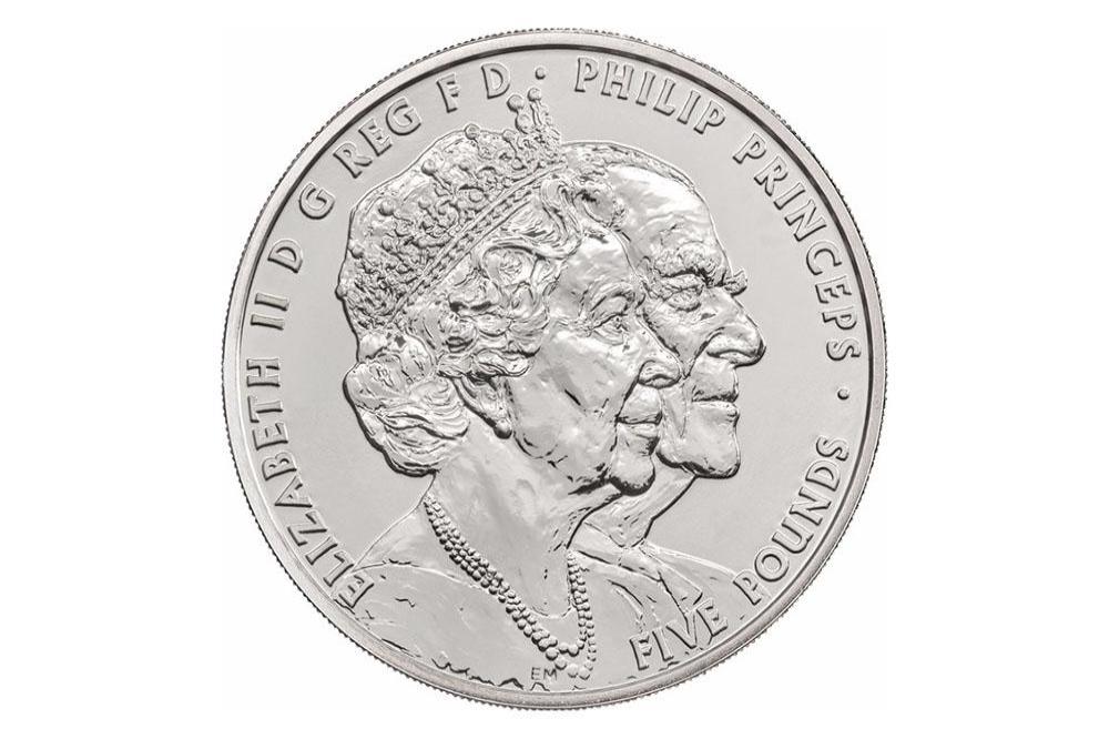 The new commemorative coin marking Queen Elizabeth and Prince Philip's 70th wedding anniversary