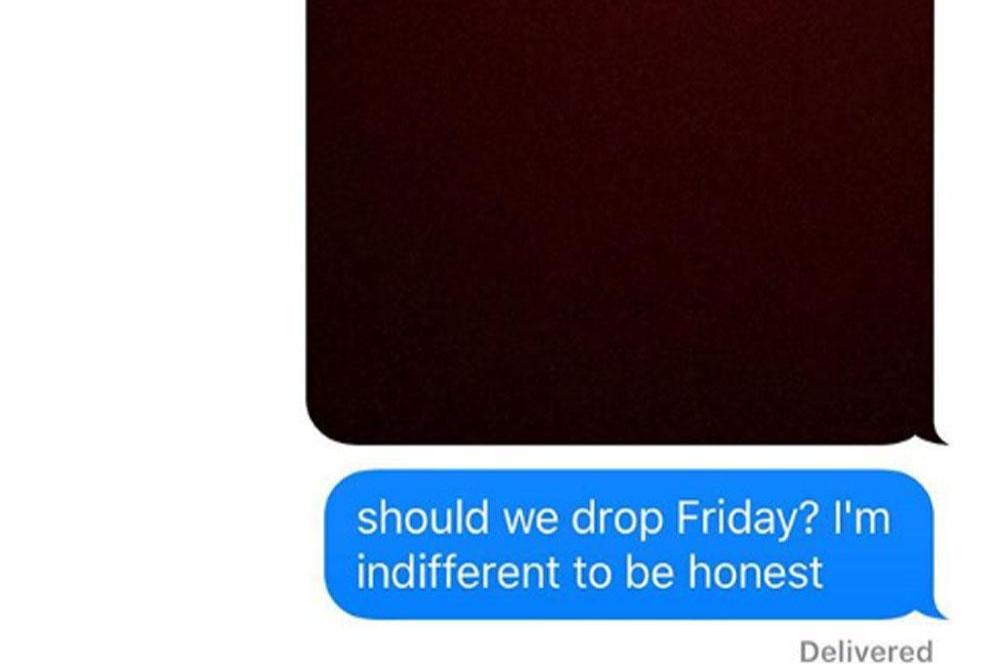 The Weeknd's text message (c) Instagram 