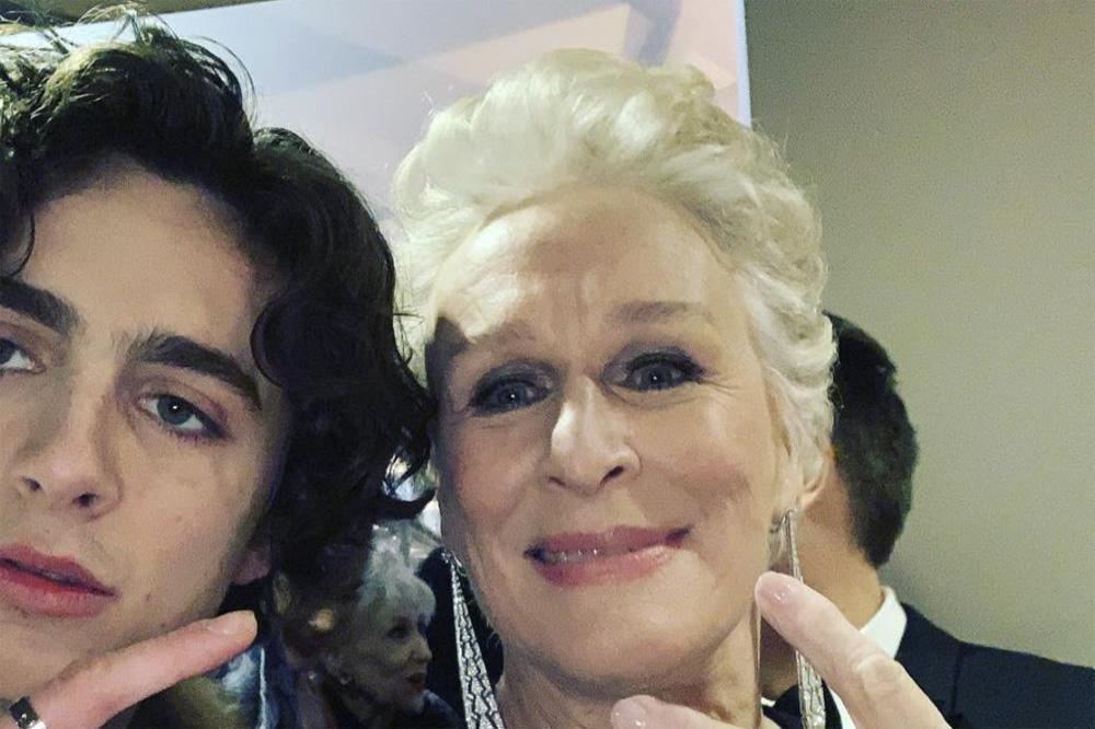Timothee Chalamet and Glenn Close 