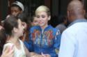 Miley Cyrus looks chic in cobalt blue