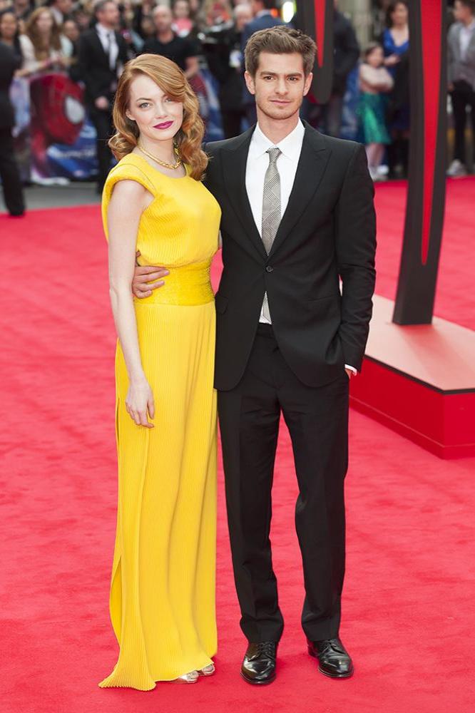 Andrew Garfield and Emma Stone at the Amazing Spider-Man 2 premiere in London