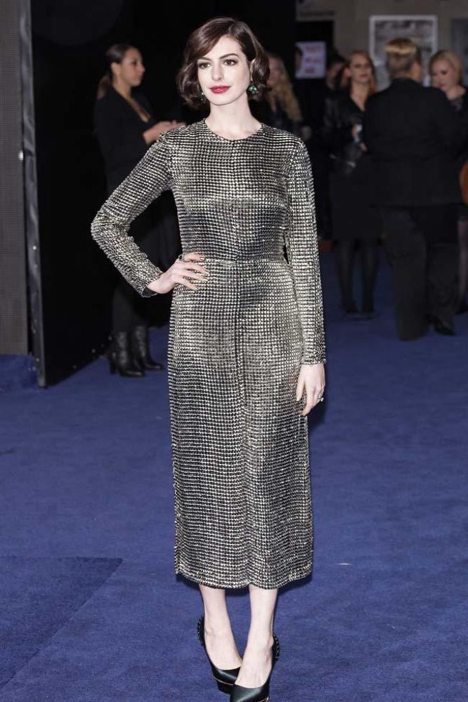 Anne Hathway made a statement in her embellished dress