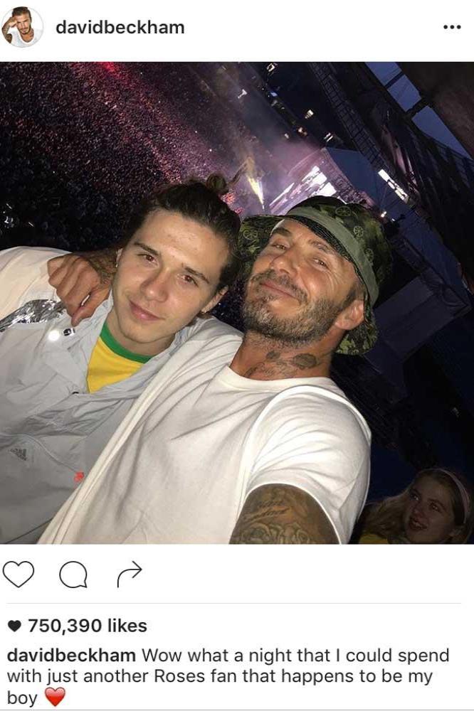 Brooklyn and David Beckham at Stone Roses Instagram (c)