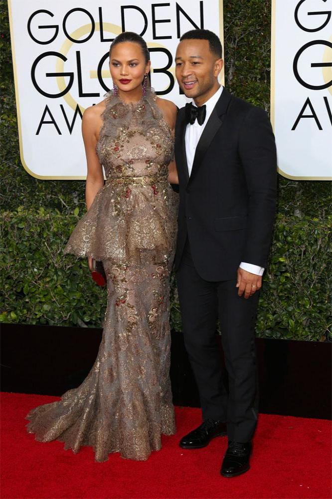 Chrissy Teigen and John Legend at the Golden Globes