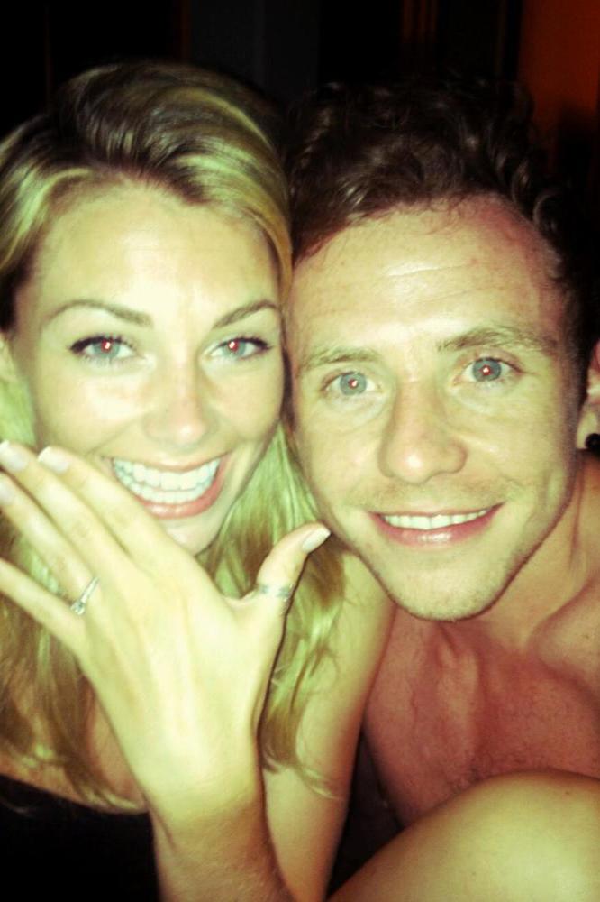 Danny Jones and Georgia Horsley showing off her engagement ring