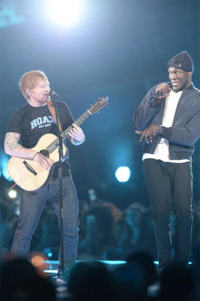 Ed Sheeran and Stormzy at the BRIT Awards