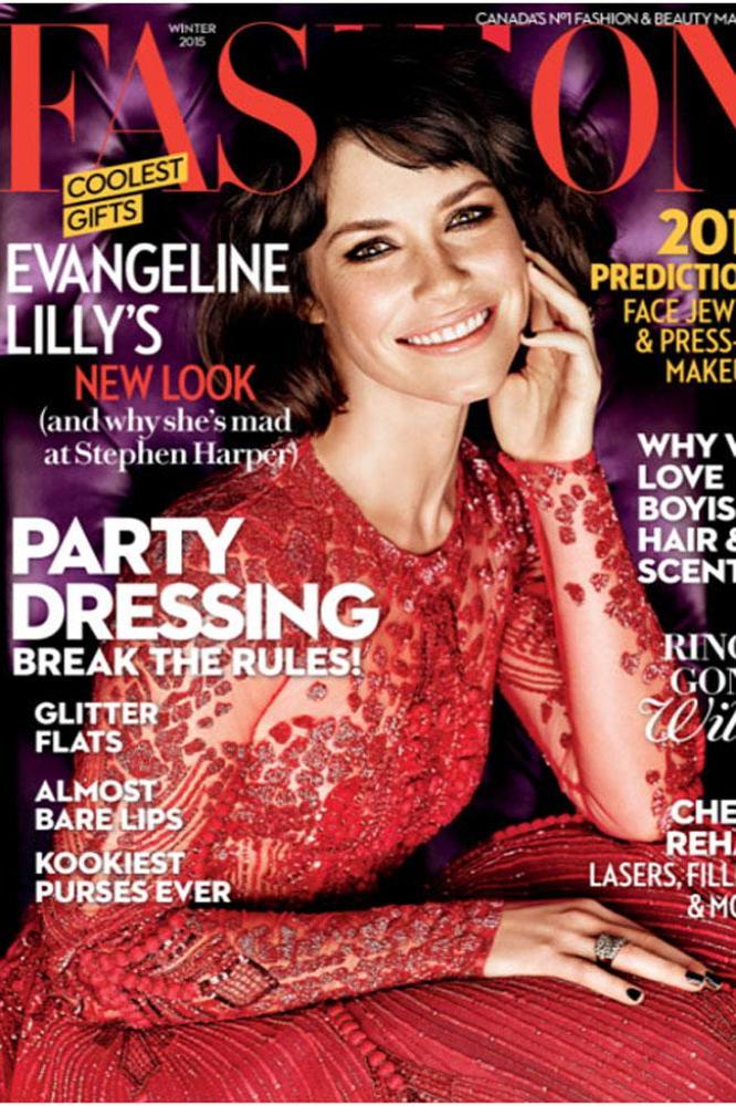 Evangeline Lilly on the cover of Fashion magazine
