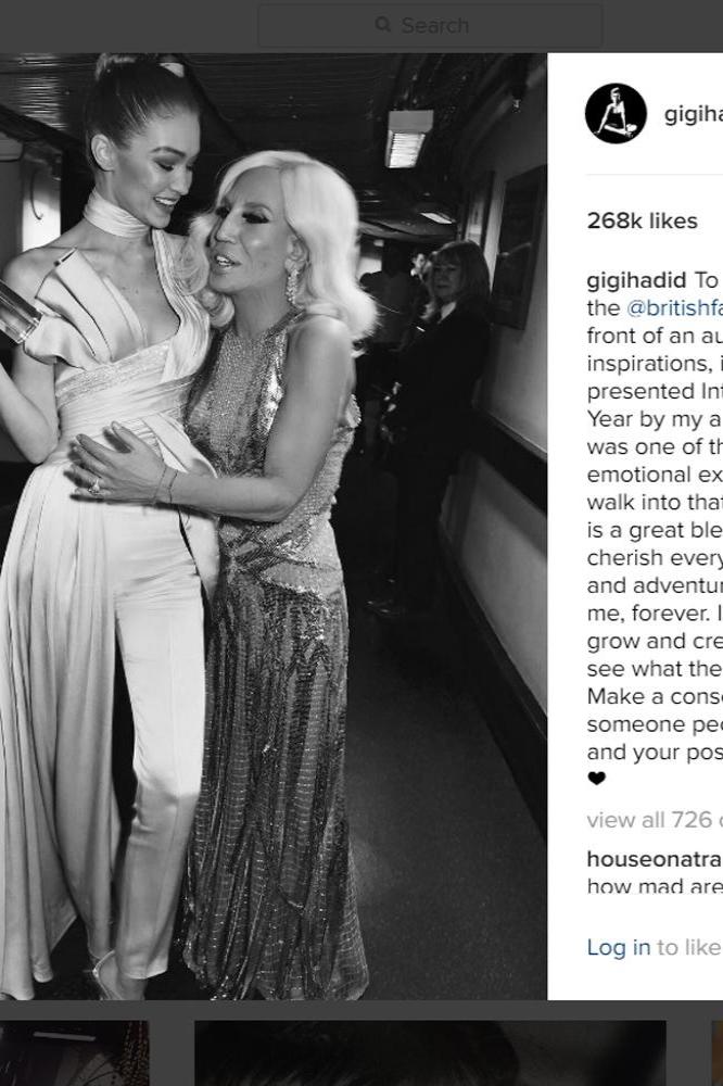 Gigi Hadid and Donatella Versace (c) Instagram