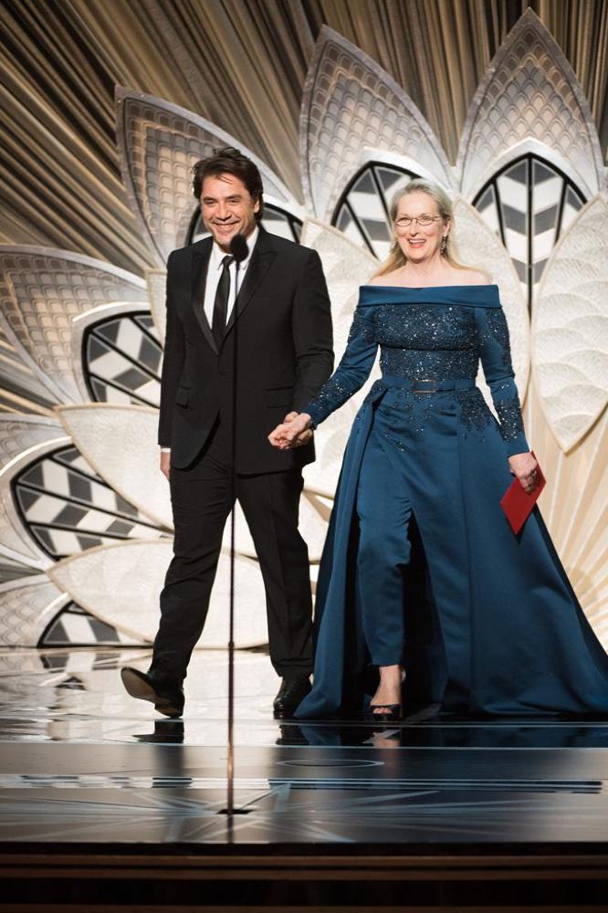 Javier Bardem and Meryl Streep at the 89th Academy Awards
