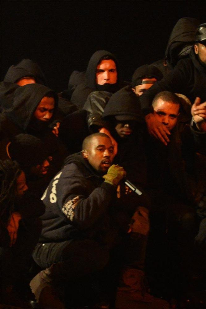Kanye West at the BRIT Awards in February 2015