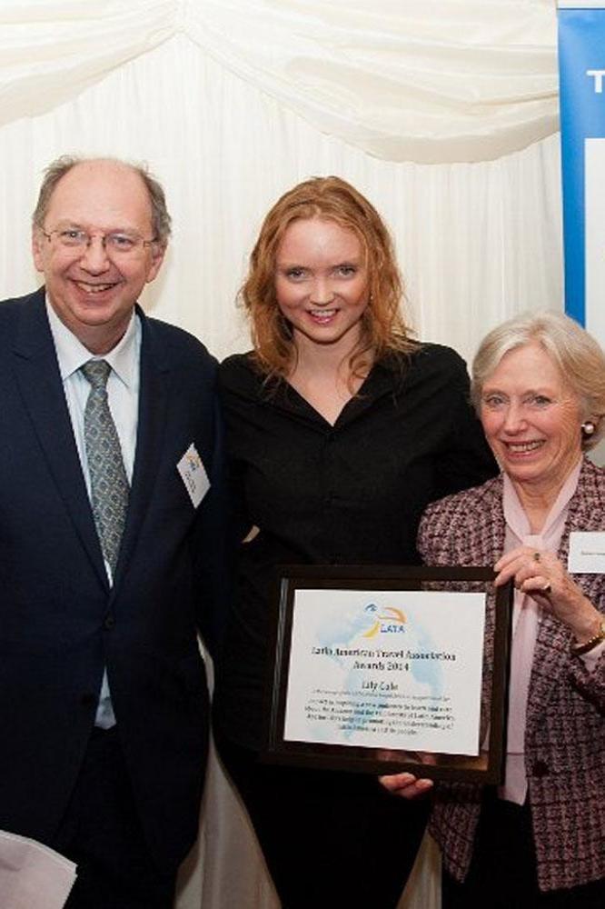 Lily Cole receiving the LATA Media Awards
