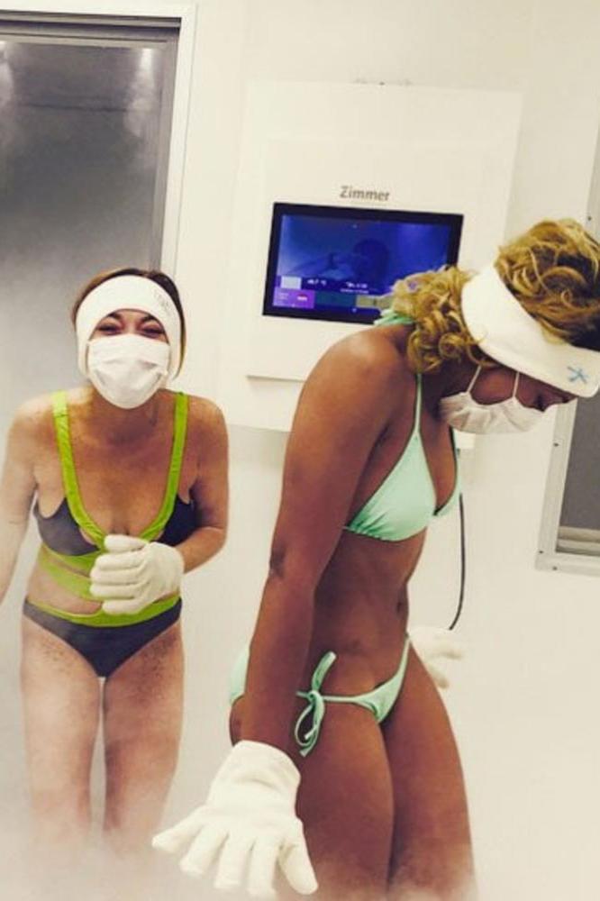 Lindsay Lohan and Brittany Byrd having cryotherapy (c) Instagram