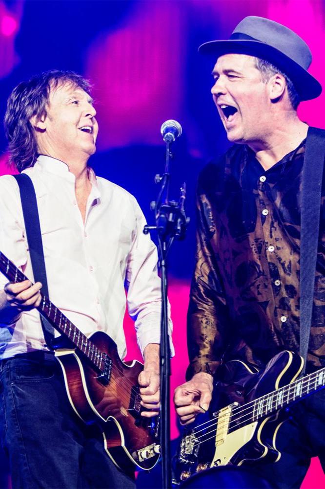 Paul McCartney and Krist Novoselic on stage