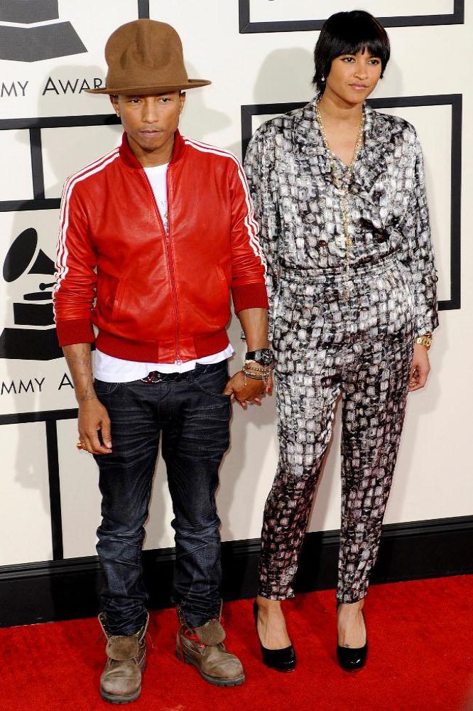 Pharrell Williams and his wife Helen Lasichanh at the Grammys