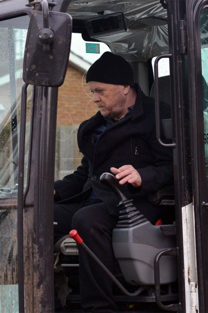 Phil Mitchell on his digger rampage