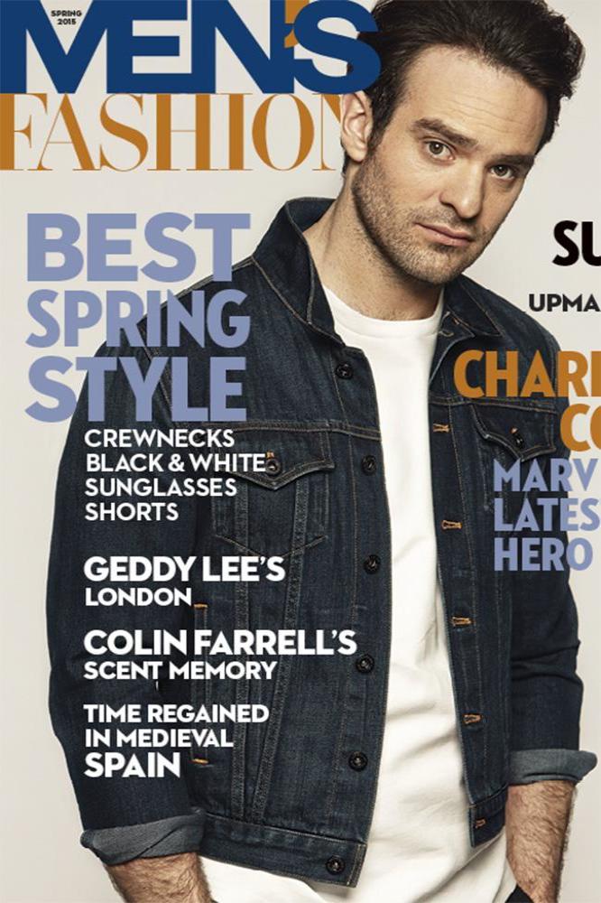 Photographed by Seiji Fujimori and styled by Heidi Meek, Charlie Cox wears a jacket, $1,095, Burberry. T-shirt, $180, and pants, $275, both Ami. Groom
