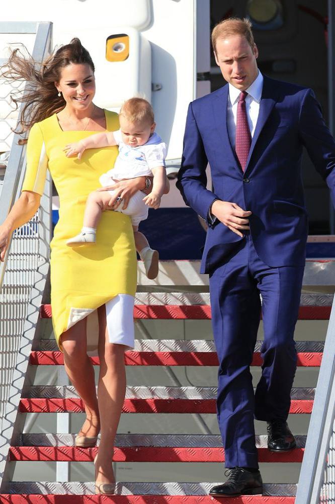 Catherine wore nude pumps with this bright yellow dress