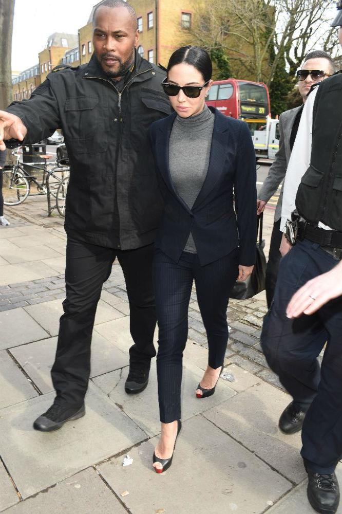 Tulisa Contostavlos arriving at court in London