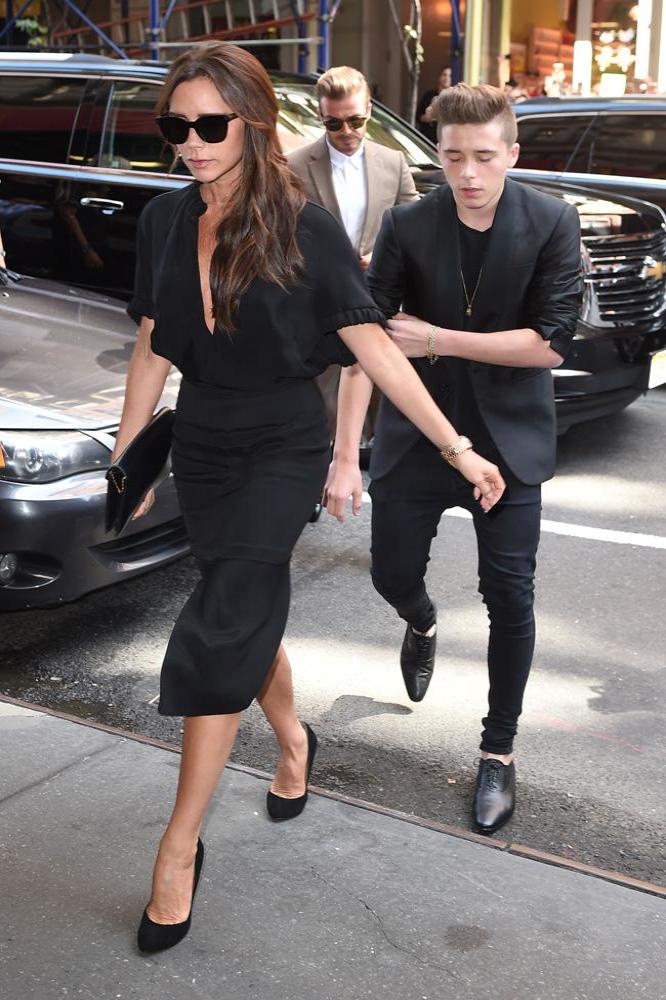 Victoria and David Beckham with son Brooklyn at New York Fashion Week