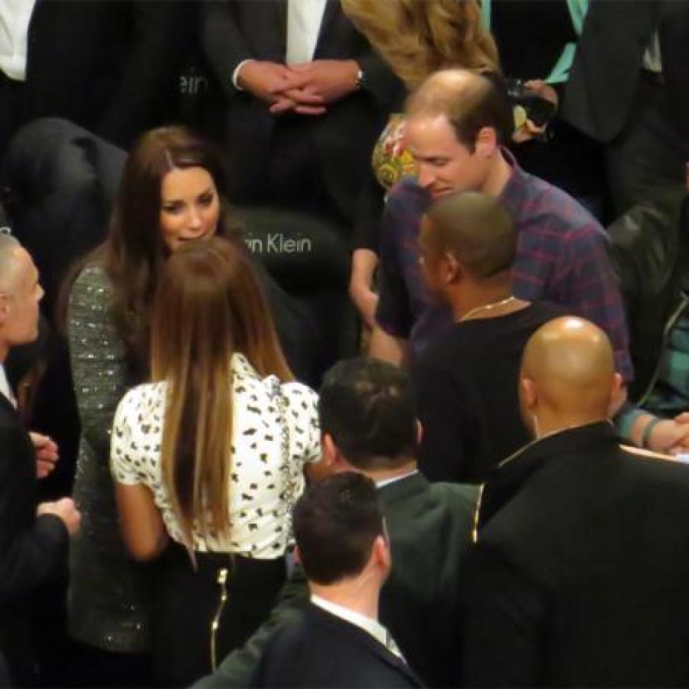 Beyonce Knowles, Jay Z, Duchess Catherine and Prince William at the Brooklyn Nets basketball game