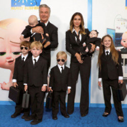 Alec and Hilaria Baldwin with six of their children