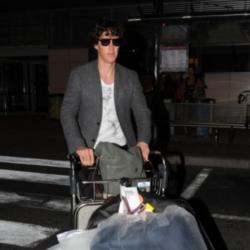 Benedict Cumberbatch arriving at Ibiza airport