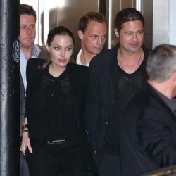 Brad Pitt and Angelina Jolie leaving Il Vino