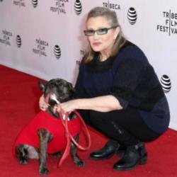 Carrie Fisher with dog Gary