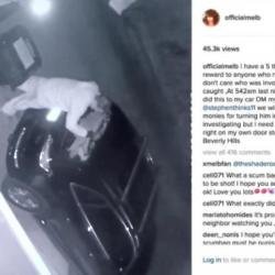 CCTV of Mel's car being broken into via Instagram