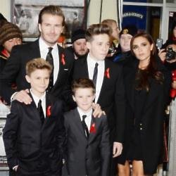 David and Victoria Beckham with sons Brooklyn, Romeo and Cruz