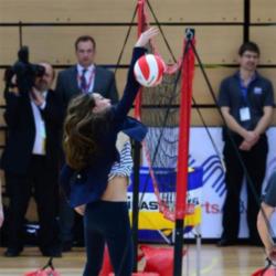 Duchess Catherine playing volleyball at the Olympic Park