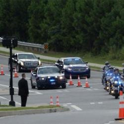 Family arrive at Bobbi Kristina Brown's funeral escorted by police