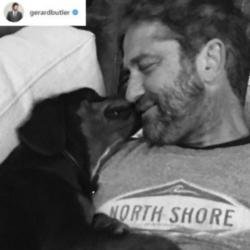 Gerard Butler and his new dog (c) Instagram/Gerard Butler
