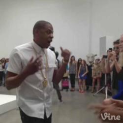 Jay-Z at Pace gallery, screenshot taken from a Vine video