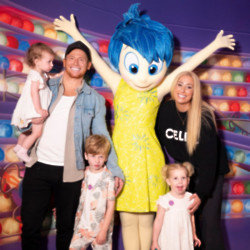 Joe Swash and Stacey Solomon and their kids got to meet Inside Out character Joy at the Pixar Party at the Disney Store