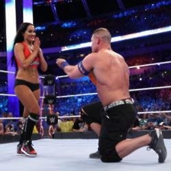 Nikki Bella and John Cena during WrestleMania 33