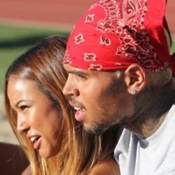 Karrueche Tran and Chris Brown at a charity football game