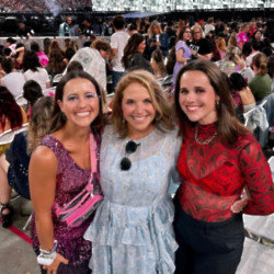 Katie Couric with her daughters Ellie and Caroline after being told she's about to become a grandma
