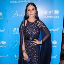 Katy Perry wows in her navy embellished Naeem Khan gown