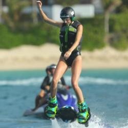 Kendall Jenner riding the waves in St Barts