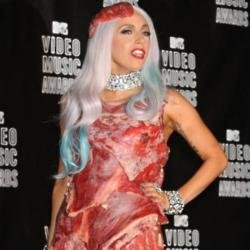Lady Gaga in her iconic meat dress