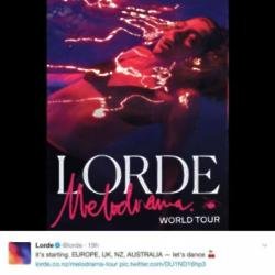 Lorde's tour announcement via Twitter (c)