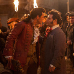 Luke Evans and Josh Gad in Beauty and the Beast