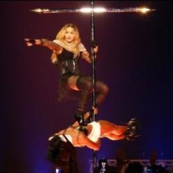 Madonna on a crucifix on her Rebel Heart Tour