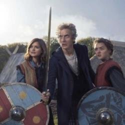 Maisie Williams with Jenna Coleman and Peter Capaldi in  'Doctor Who: The Girl Who Died'