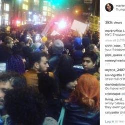 Mark Ruffalo films Trump protest (c) Instagram