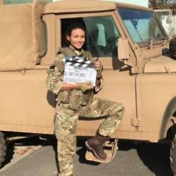 Michelle Keegan filming Our Girl