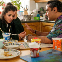 Natalie Dew and Sanjeev Bhaskar in 'Sandylands'