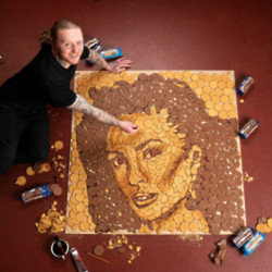 Nathan Wyburn has created a portrait of Alesha Dixon from biscuits